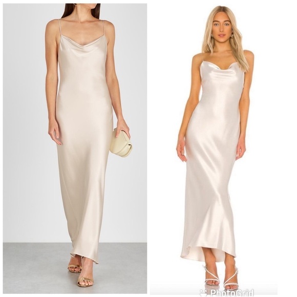 Alice + Olivia Harmony Drapery Slip Maxi Dress in Taupe - Picture 3 of 8